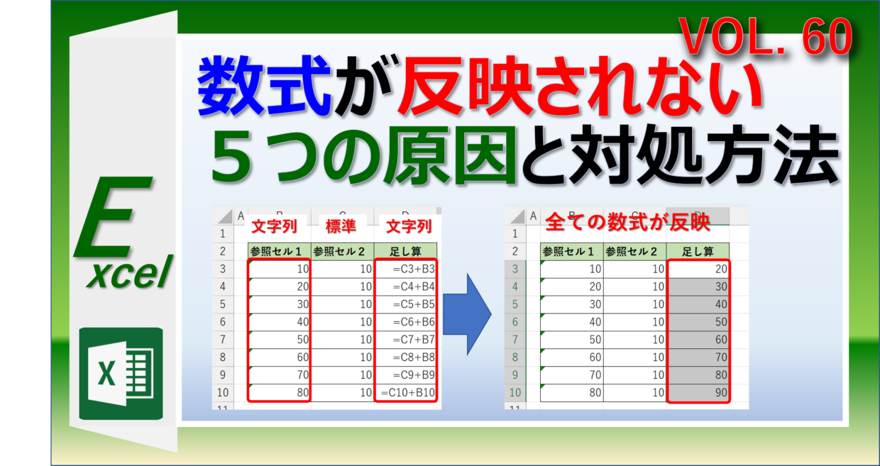 エクセルの数式が反映されない原因と対策