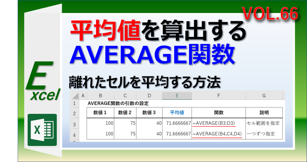 エクセルで平均値を算出するAVERAGE関数の使い方