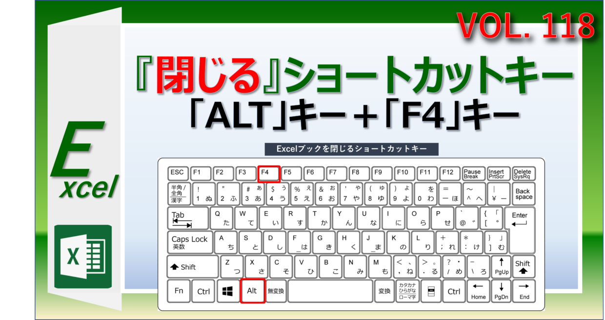 エクセルを閉じるショートカットキーと最小化する方法。PCシャットダウンにも便利