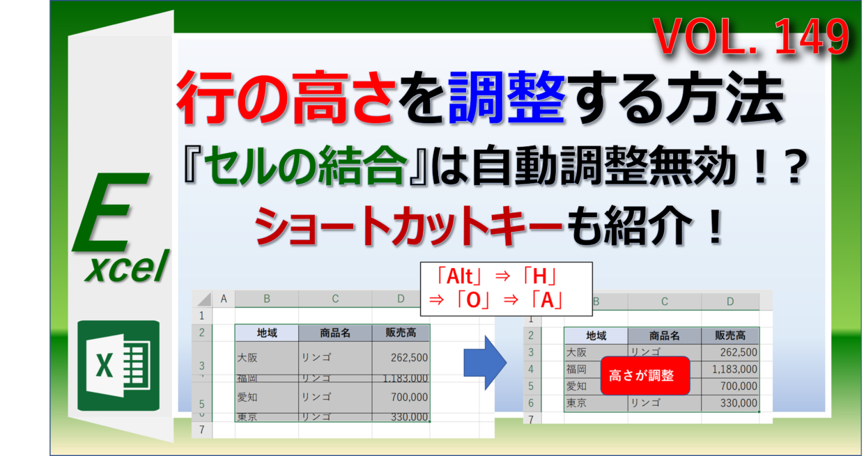 エクセルの行の高さを自動で調整する方法