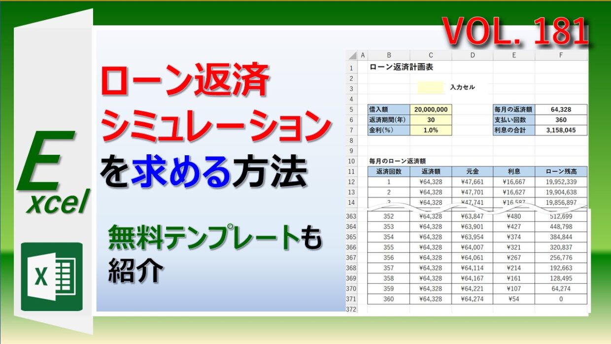 エクセルでローン返済シミュレーションを計算する方法