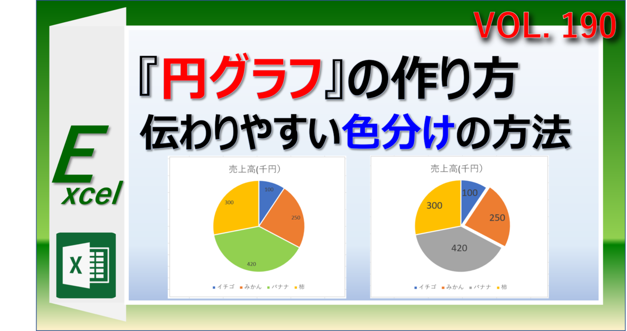 エクセルの円グラフの作り方と色分けの方法