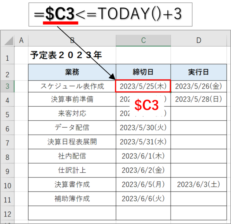 Excel Füllfarbe Lässt Sich Nicht ändern 【エクセル】締め切り日が近づくと自動で色で目立たせる予定表の作り方 | Excelの森