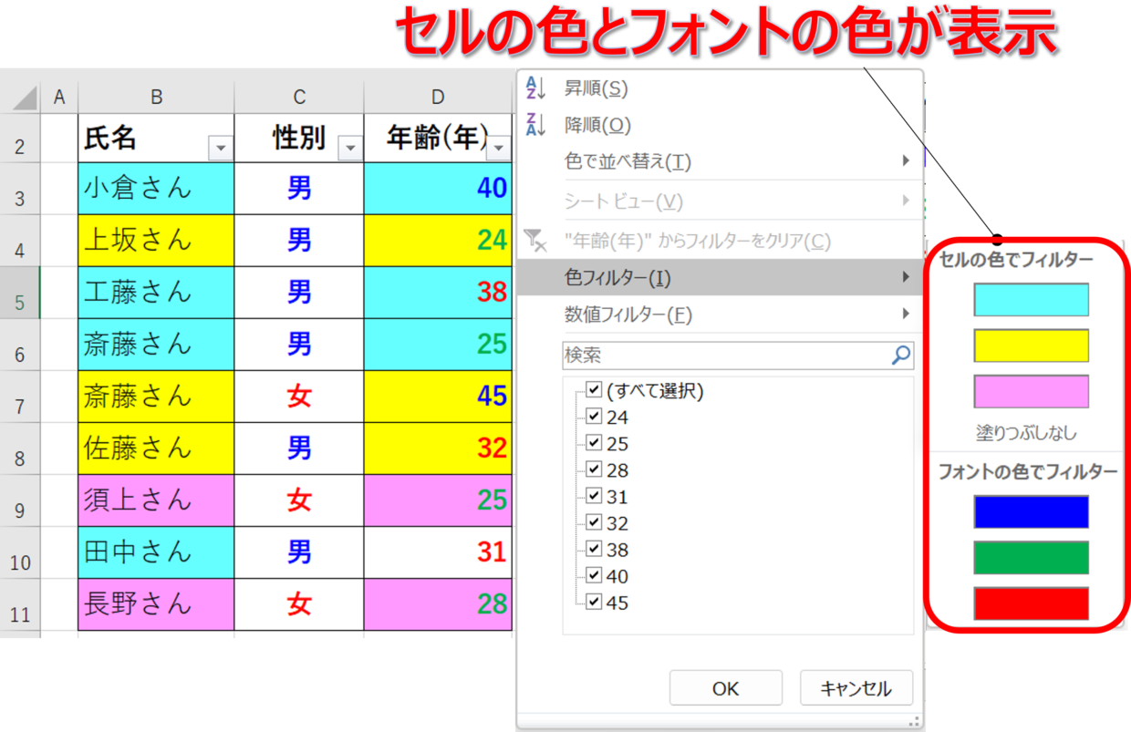 「色フィルター」は複数条件で設定出来ない