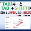 tabキーとshiftキーを使って選択項目を移動したり、逆行する方法