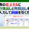 Excelの表の左上セルに行と列見出しを入力して斜線を引く方法