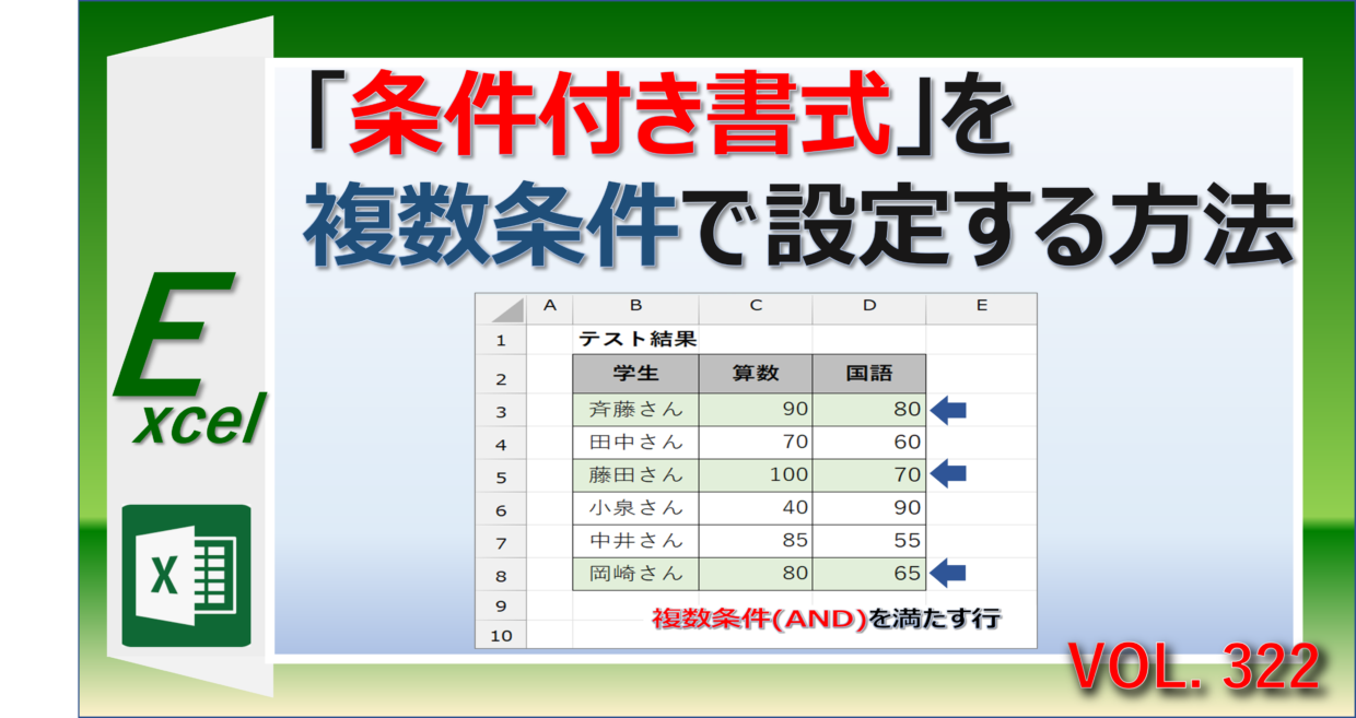 エクセルの条件付き書式を複数条件で使用する方法